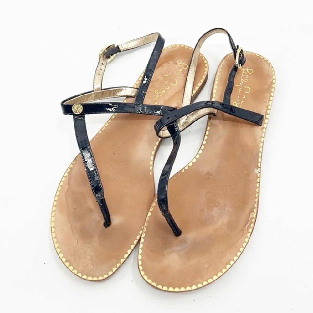 Lilly Pulitzer Rita Sandal T-Strap in True Navy 10